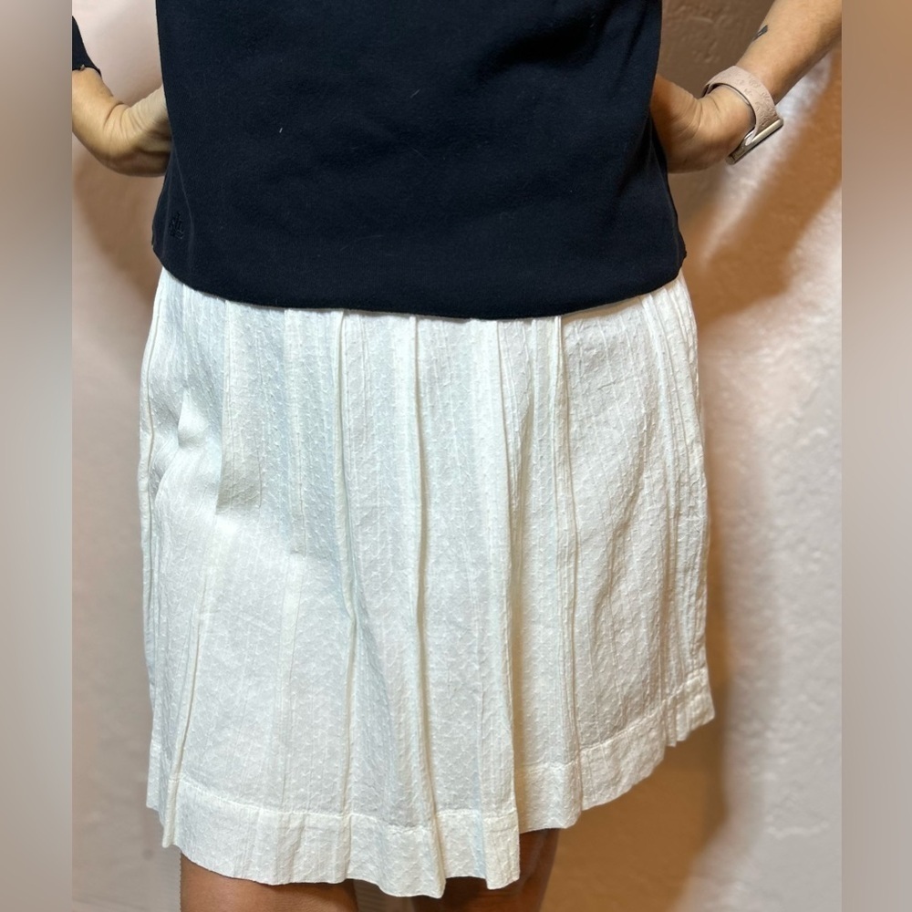 LOFT Cream Pleated Skater Skirt